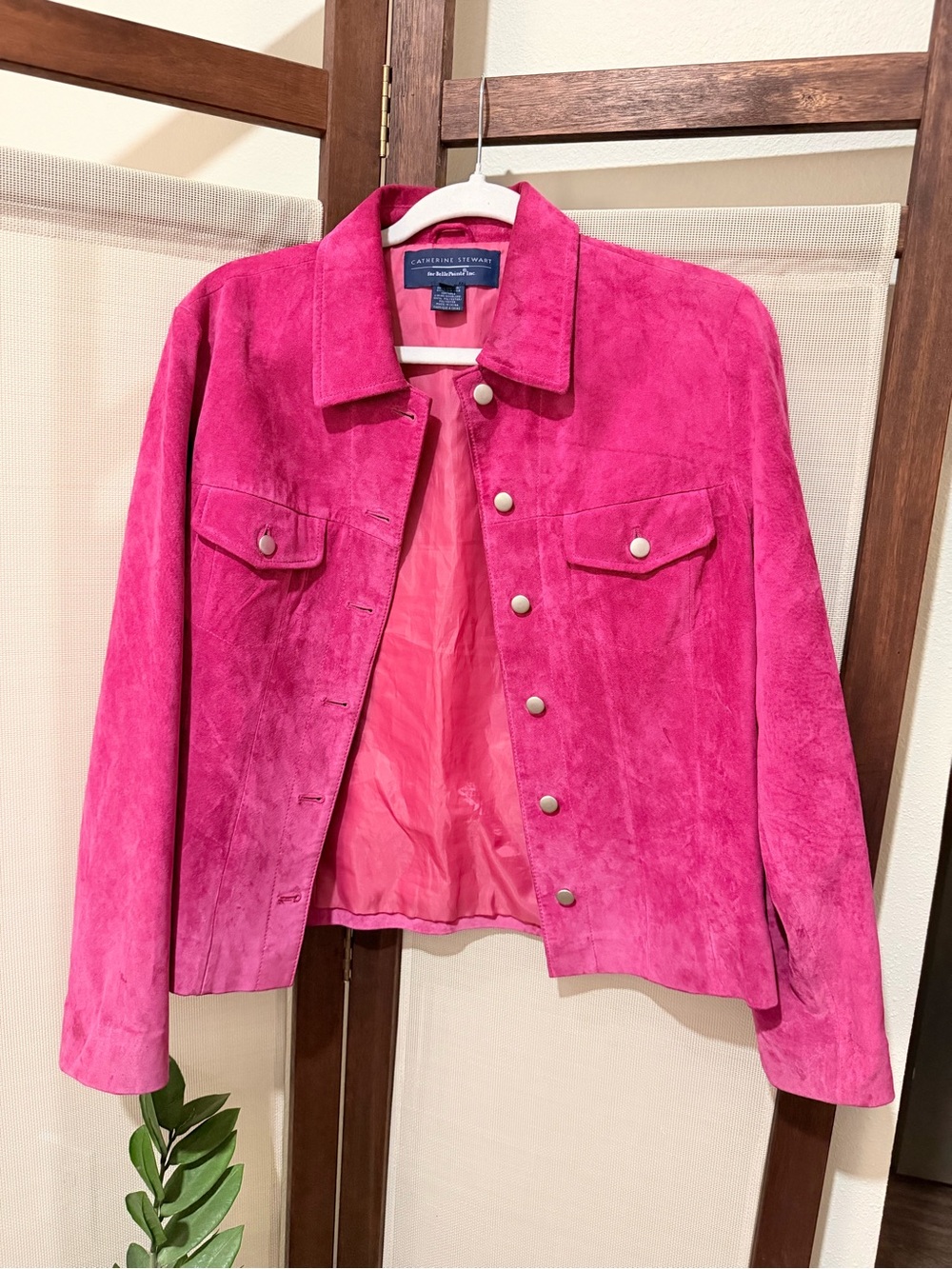 Catherine Stewart Boho Suede Jacket Fuschia Size M